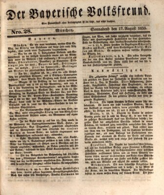 Der bayerische Volksfreund Samstag 17. August 1833