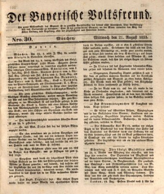 Der bayerische Volksfreund Mittwoch 21. August 1833