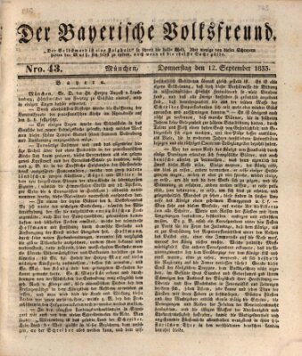 Der bayerische Volksfreund Donnerstag 12. September 1833