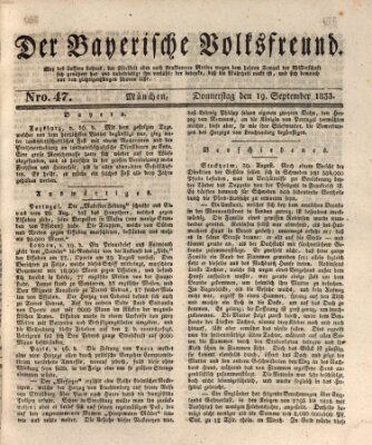 Der bayerische Volksfreund Donnerstag 19. September 1833