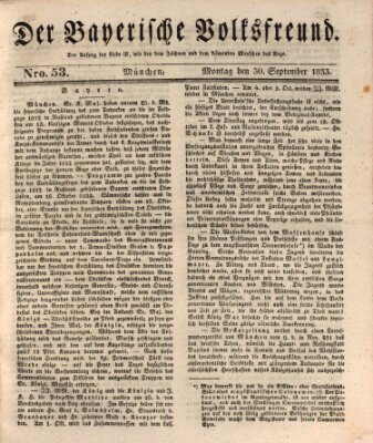 Der bayerische Volksfreund Montag 30. September 1833