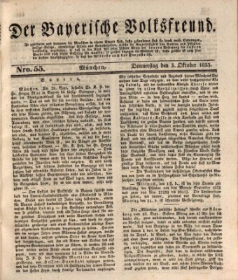 Der bayerische Volksfreund Donnerstag 3. Oktober 1833