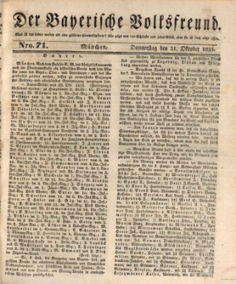 Der bayerische Volksfreund Donnerstag 31. Oktober 1833