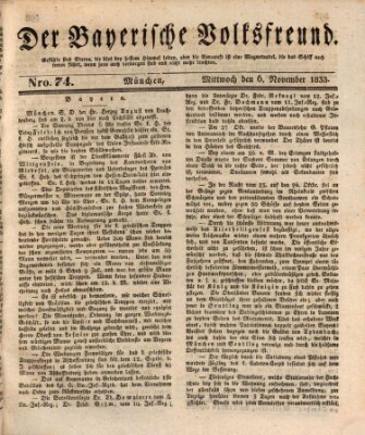 Der bayerische Volksfreund Mittwoch 6. November 1833