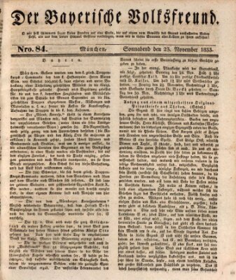 Der bayerische Volksfreund Samstag 23. November 1833