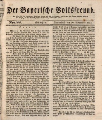 Der bayerische Volksfreund Samstag 30. November 1833