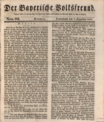 Der bayerische Volksfreund Samstag 7. Dezember 1833