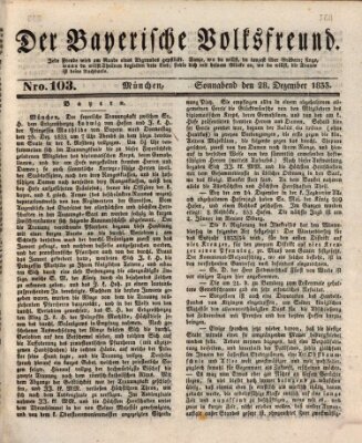 Der bayerische Volksfreund Samstag 28. Dezember 1833