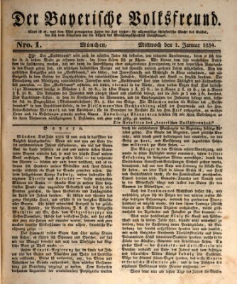 Der bayerische Volksfreund Mittwoch 1. Januar 1834