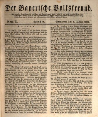 Der bayerische Volksfreund Samstag 4. Januar 1834