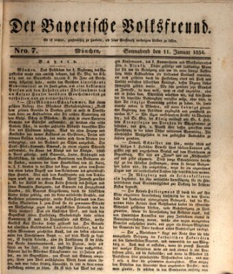 Der bayerische Volksfreund Samstag 11. Januar 1834