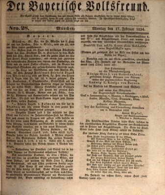 Der bayerische Volksfreund Montag 17. Februar 1834