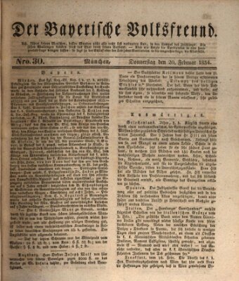 Der bayerische Volksfreund Donnerstag 20. Februar 1834