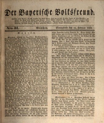 Der bayerische Volksfreund Samstag 22. Februar 1834