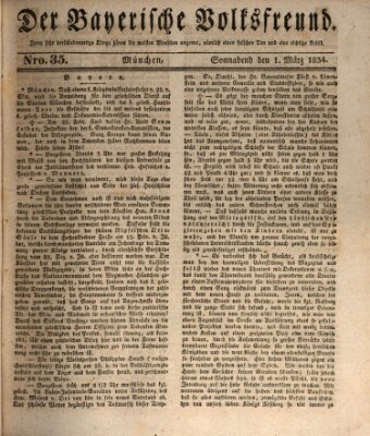 Der bayerische Volksfreund Samstag 1. März 1834