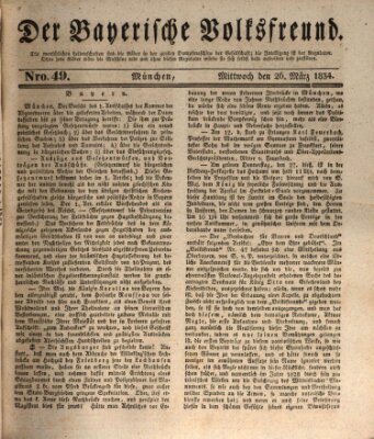 Der bayerische Volksfreund Mittwoch 26. März 1834