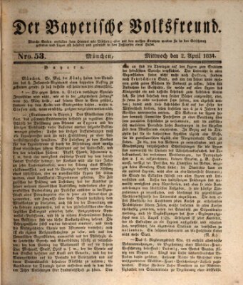 Der bayerische Volksfreund Mittwoch 2. April 1834