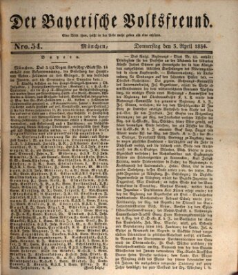 Der bayerische Volksfreund Donnerstag 3. April 1834