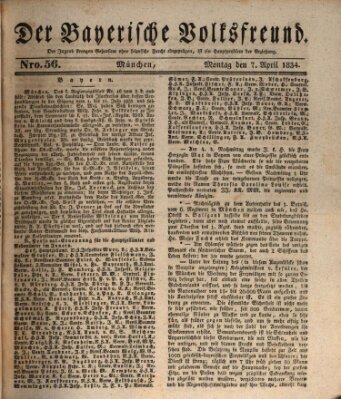 Der bayerische Volksfreund Montag 7. April 1834