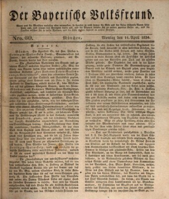 Der bayerische Volksfreund Montag 14. April 1834