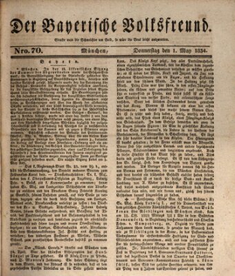 Der bayerische Volksfreund Donnerstag 1. Mai 1834