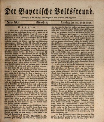 Der bayerische Volksfreund Dienstag 20. Mai 1834