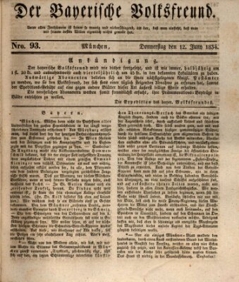 Der bayerische Volksfreund Donnerstag 12. Juni 1834