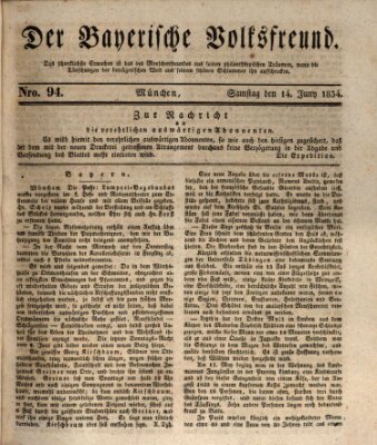 Der bayerische Volksfreund Samstag 14. Juni 1834