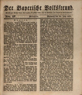 Der bayerische Volksfreund Mittwoch 30. Juli 1834