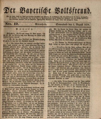 Der bayerische Volksfreund Samstag 2. August 1834