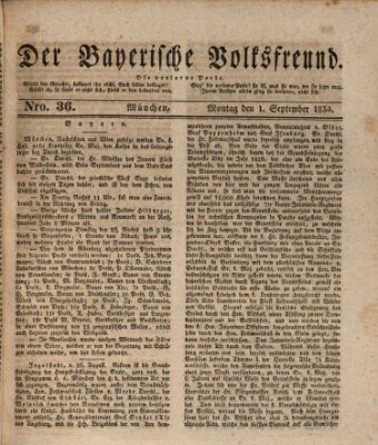 Der bayerische Volksfreund Montag 1. September 1834