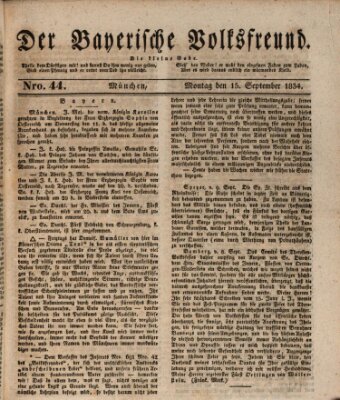 Der bayerische Volksfreund Montag 15. September 1834