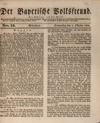 Der bayerische Volksfreund Donnerstag 2. Oktober 1834