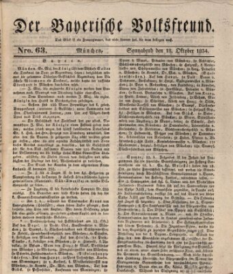 Der bayerische Volksfreund Samstag 18. Oktober 1834