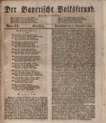 Der bayerische Volksfreund Samstag 1. November 1834