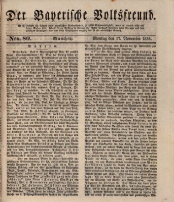 Der bayerische Volksfreund Montag 17. November 1834