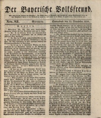 Der bayerische Volksfreund Samstag 22. November 1834