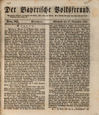 Der bayerische Volksfreund Mittwoch 26. November 1834