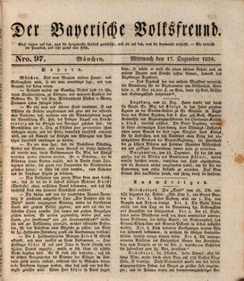 Der bayerische Volksfreund Mittwoch 17. Dezember 1834