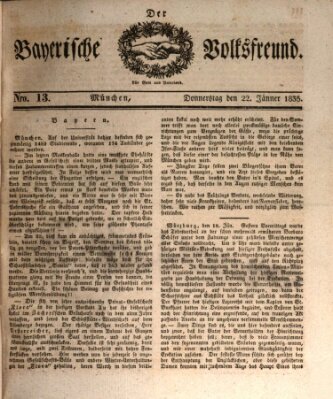 Der bayerische Volksfreund Donnerstag 22. Januar 1835