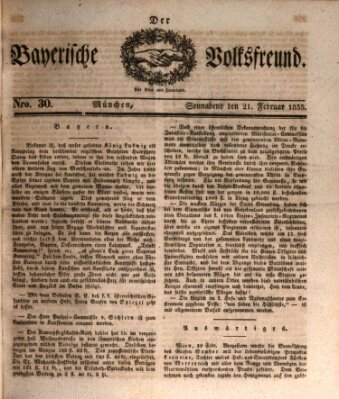 Der bayerische Volksfreund Samstag 21. Februar 1835