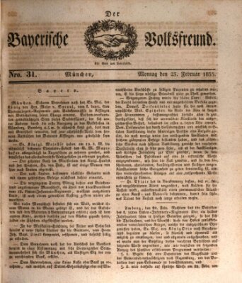 Der bayerische Volksfreund Montag 23. Februar 1835