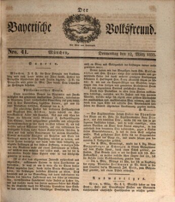 Der bayerische Volksfreund Donnerstag 12. März 1835