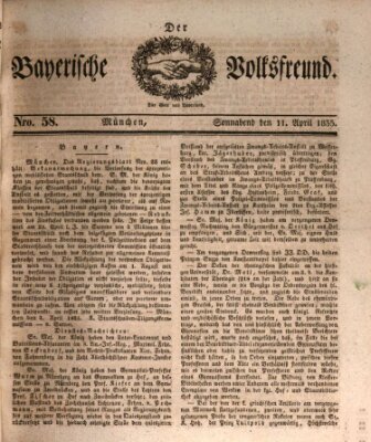 Der bayerische Volksfreund Samstag 11. April 1835