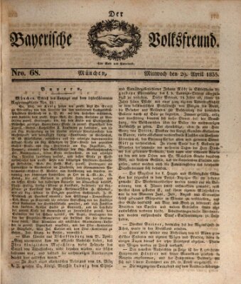 Der bayerische Volksfreund Mittwoch 29. April 1835