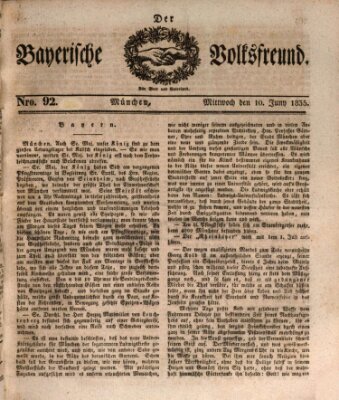 Der bayerische Volksfreund Mittwoch 10. Juni 1835