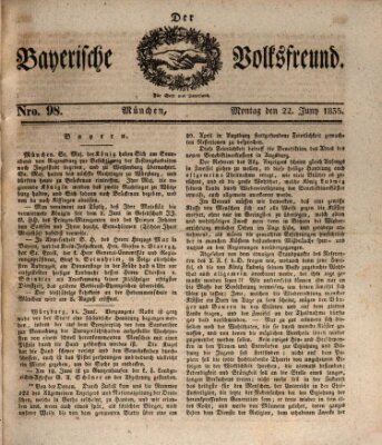 Der bayerische Volksfreund Montag 22. Juni 1835