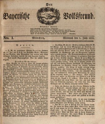 Der bayerische Volksfreund Mittwoch 1. Juli 1835