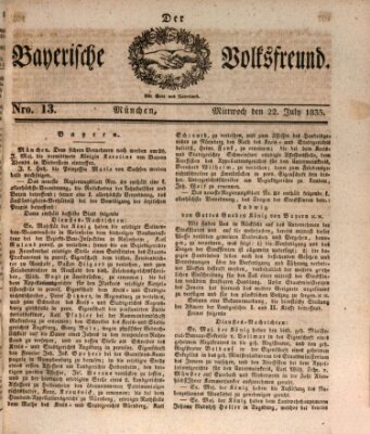 Der bayerische Volksfreund Mittwoch 22. Juli 1835