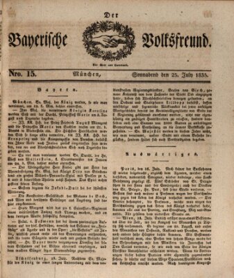 Der bayerische Volksfreund Samstag 25. Juli 1835